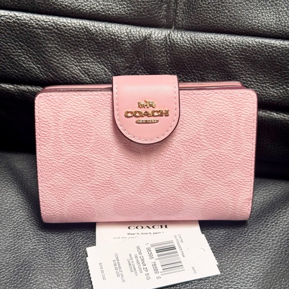 Coach Handbags - Coach Medium Corner Zip Wallet In Signature Canvas in powder pink